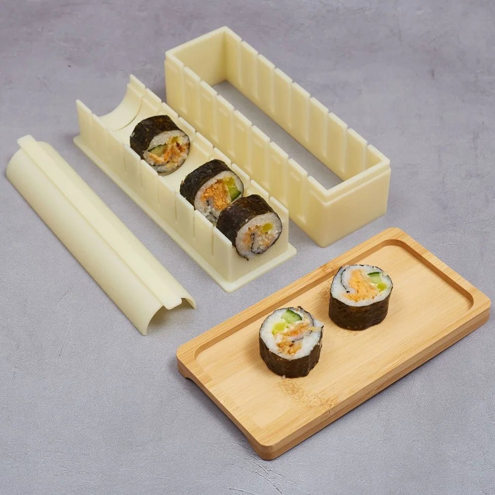 Kit d'équipement de fabrication de sushi, moule à rouleaux de kimbap en plastique, rond, carré, en forme de cœur, outils exécutifs, moule à gâteau, ensemble de 3 pièces - Brillance maison