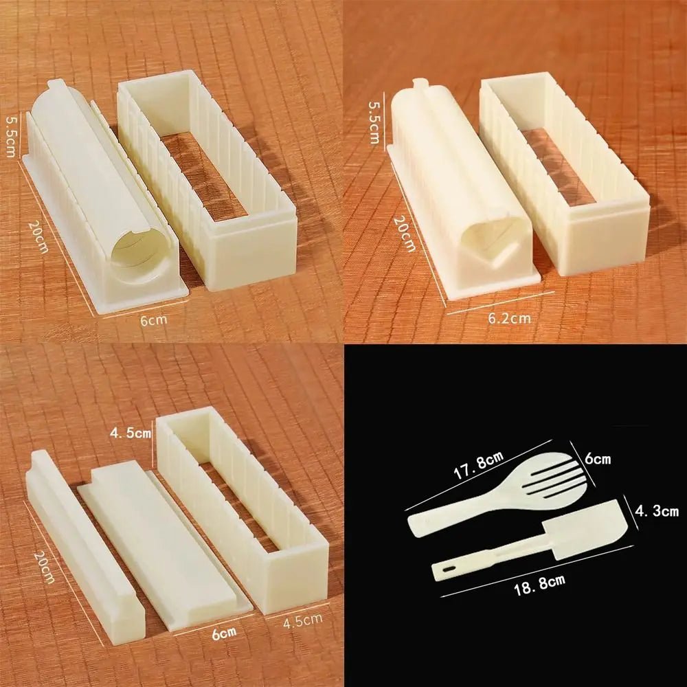 Kit d'équipement de fabrication de sushi, moule à rouleaux de kimbap en plastique, rond, carré, en forme de cœur, outils exécutifs, moule à gâteau, ensemble de 3 pièces - Brillance maison