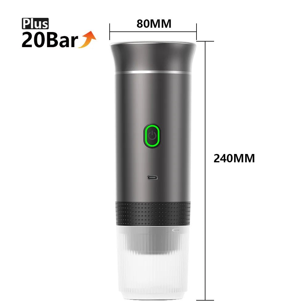 Machine à café expresso électrique Portable sans fil, pour voiture et maison, Camping, 3 en 1, capsules de poudre, cafetière de voyage - Brillance maison