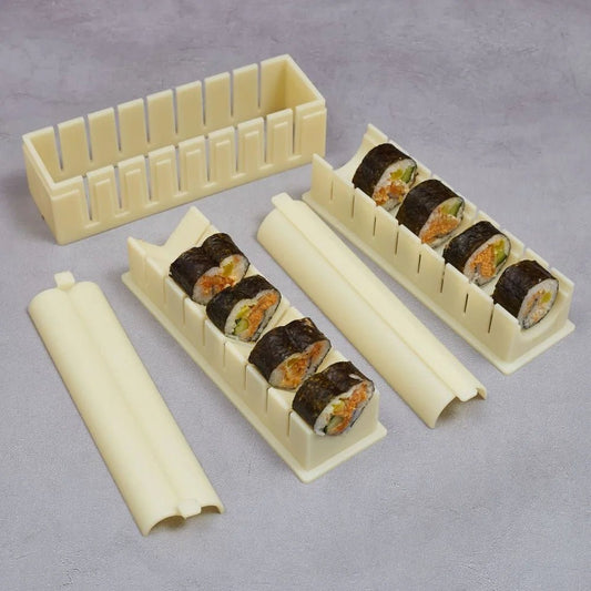 Kit d'équipement de fabrication de sushi, moule à rouleaux de kimbap en plastique, rond, carré, en forme de cœur, outils exécutifs, moule à gâteau, ensemble de 3 pièces - Brillance maison