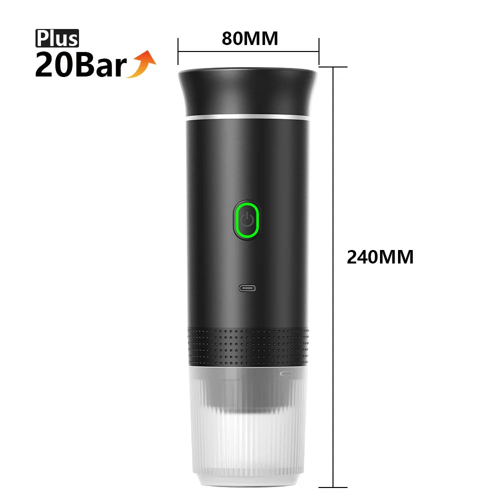 Machine à café expresso électrique Portable sans fil, pour voiture et maison, Camping, 3 en 1, capsules de poudre, cafetière de voyage - Brillance maison