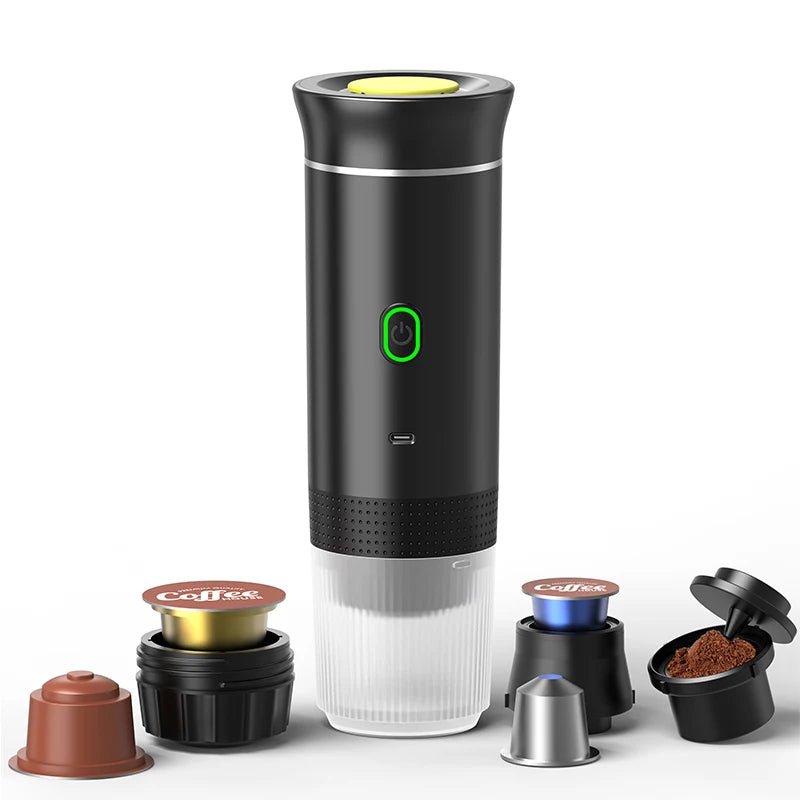 Machine à café expresso électrique Portable sans fil, pour voiture et maison, Camping, 3 en 1, capsules de poudre, cafetière de voyage - Brillance maison