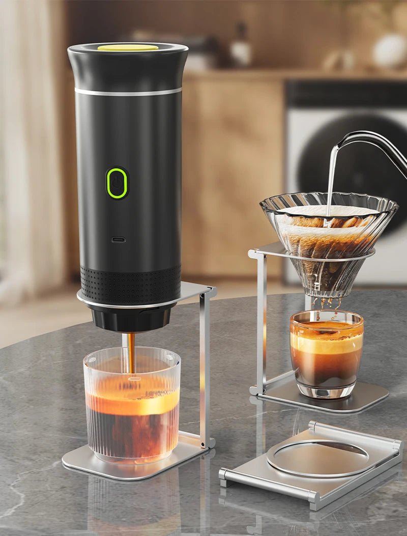 Machine à café expresso électrique Portable sans fil, pour voiture et maison, Camping, 3 en 1, capsules de poudre, cafetière de voyage - Brillance maison